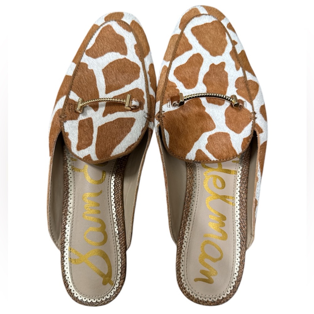 Sam Edelman Brown and White Women's Slip On Cowhair Loafers